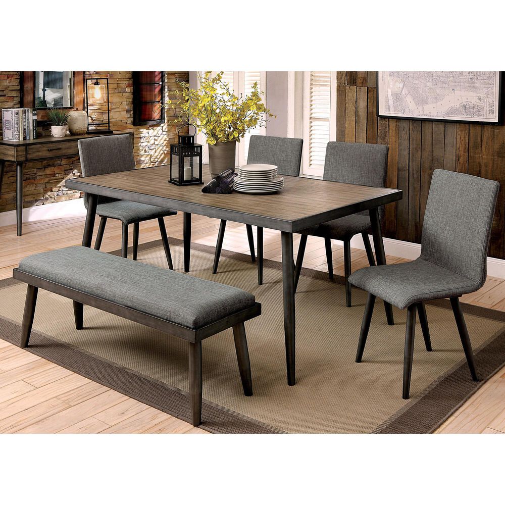 Furniture of America Merrill Dining Bench in Gray NFM