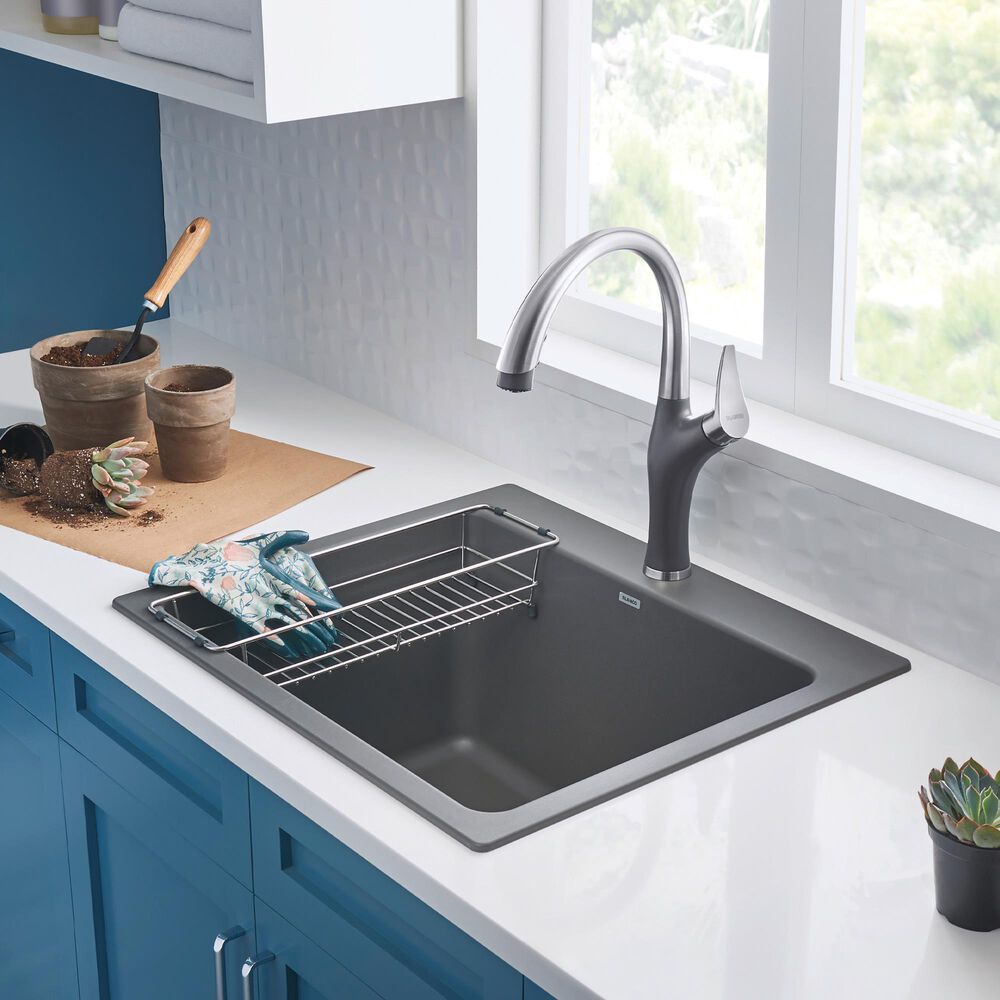 Blanco Liven 25&quot; Dual Mount Laundry Sink in Cinder, , large