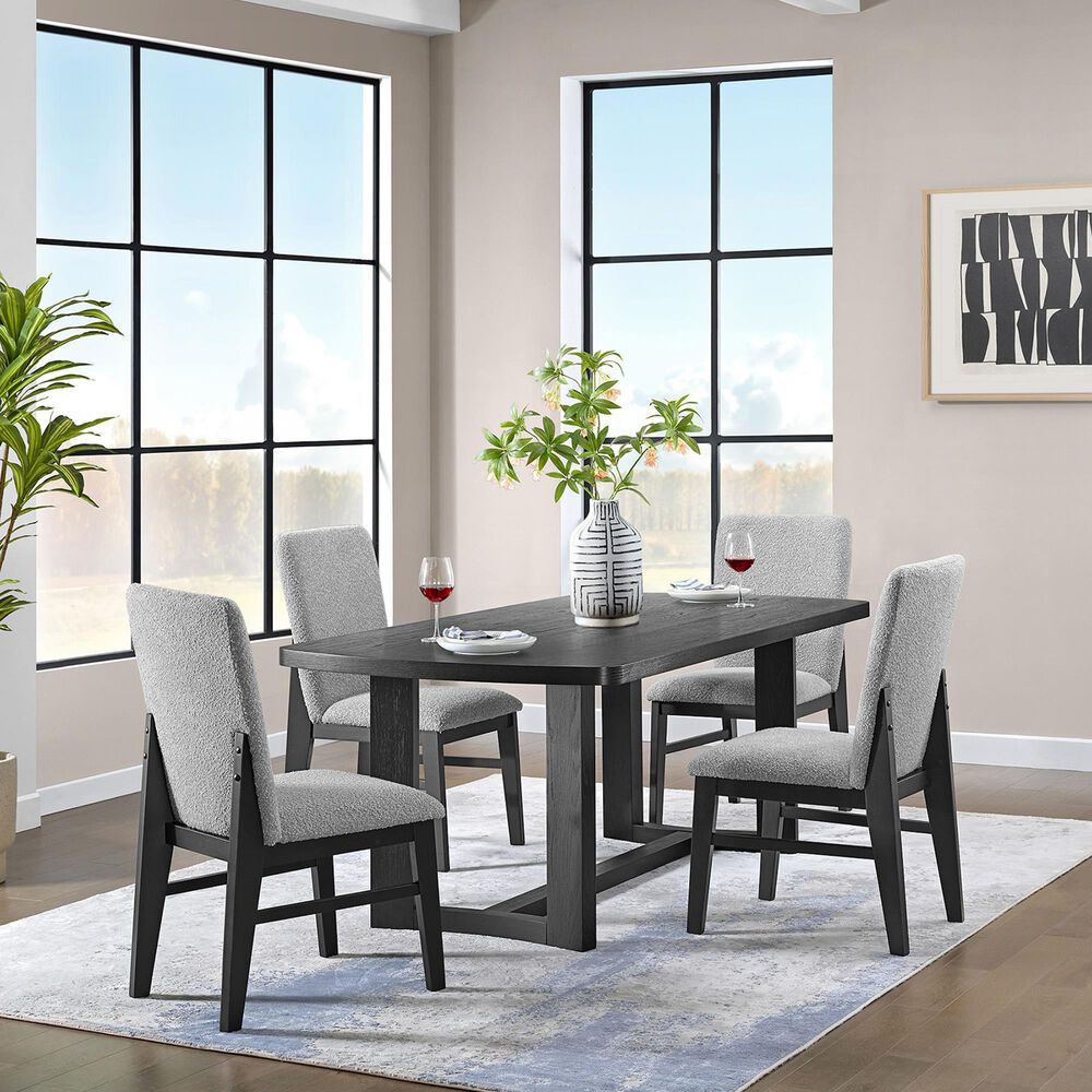 Mayberry Hill Portland Rectangular Trestle Dining Table in Black - Table Only, , large