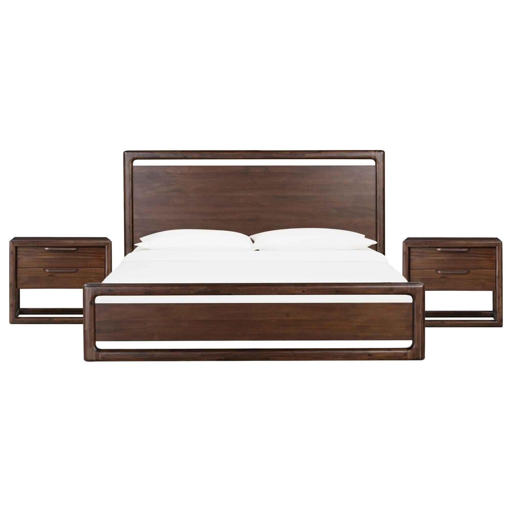 Urban Home Sol Queen Platform Panel Bed with Two Nightstands in Brown Spice, , large