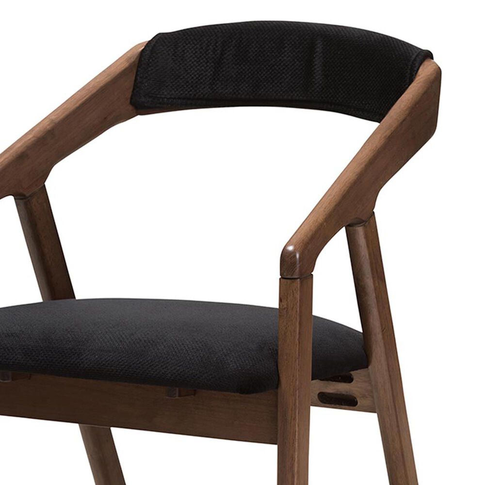 Baxton Studio Wendy Arm Chair with Black Cushion in Walnut Brown (Set of 2), , large