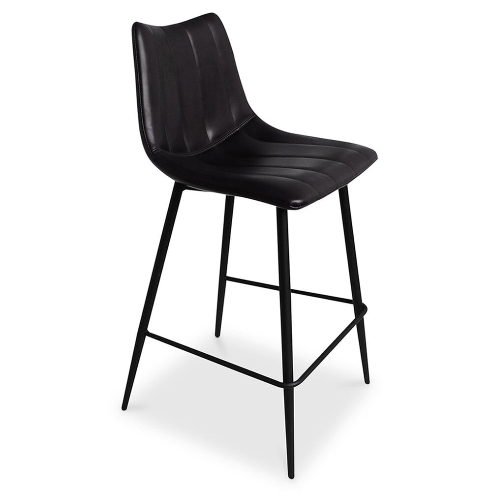 Moe's Home Collection Alibi Counter Stool in Black Faux Leather, , large