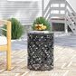Hearth and Haven Large Iron Patio End Table with Floral Pattern in Black, , large