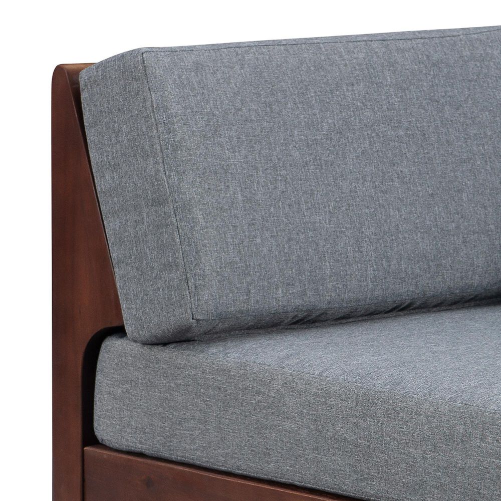 Linon Home Decor Summerlyn Patio Corner Chair with Walnut Frame in Grey, , large