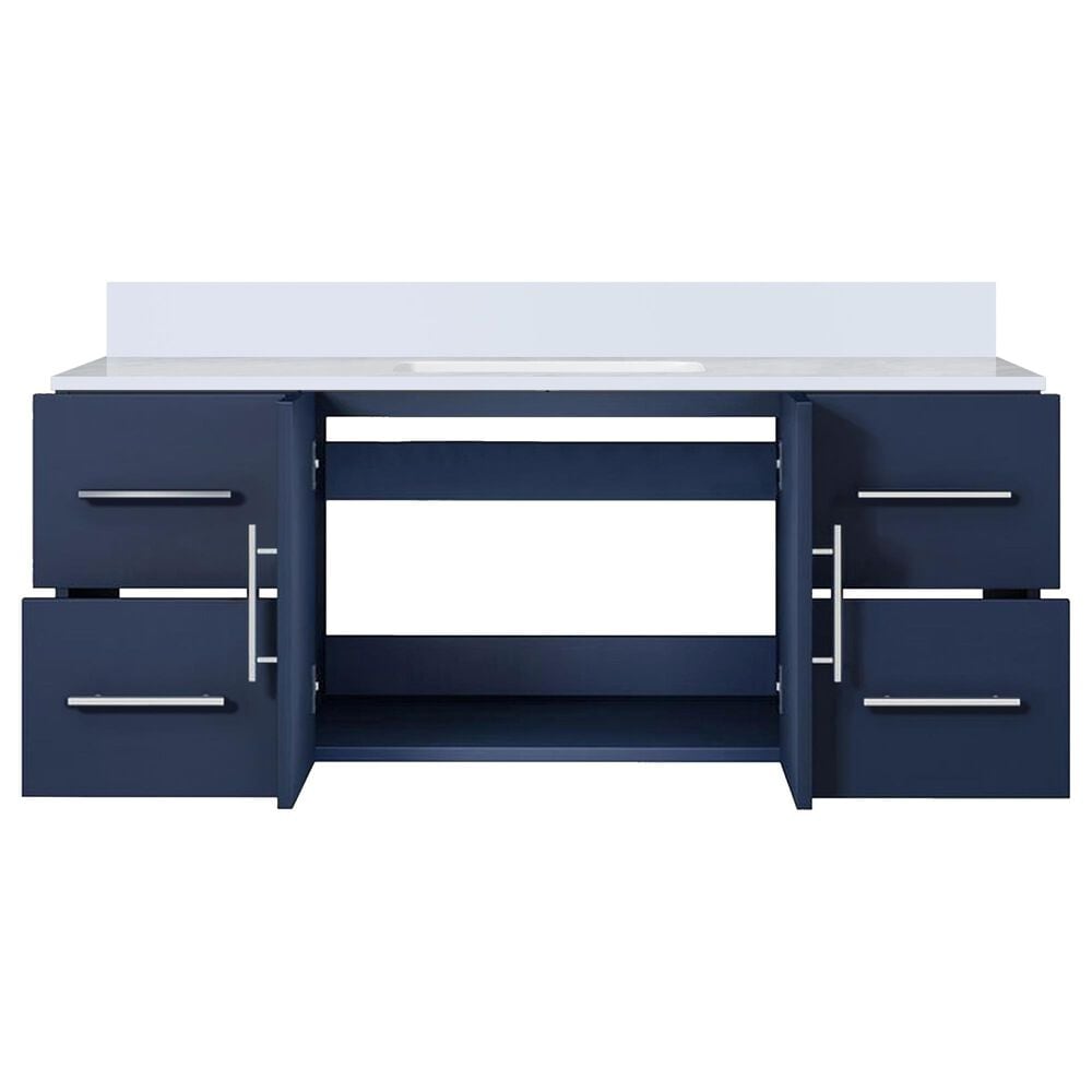 Lexora Home Geneva 48&quot; Single Bathroom Vanity in Navy Blue with 2 cm White Cultured Marble Top and Rectangular Sink, , large