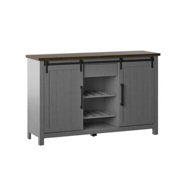 RTJ Furniture 2-Door Sideboard with Wine Storage in Antique Gray, , large