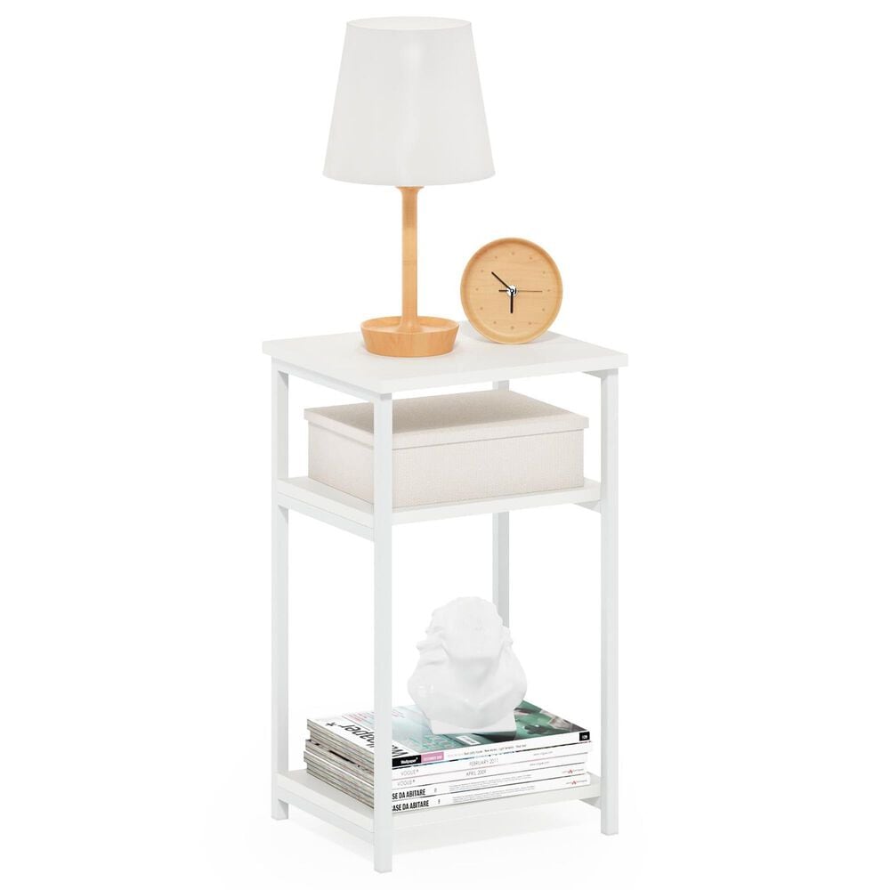 HOMLUX 3-Tier End Table with Open Shelf Storage Display in White, , large