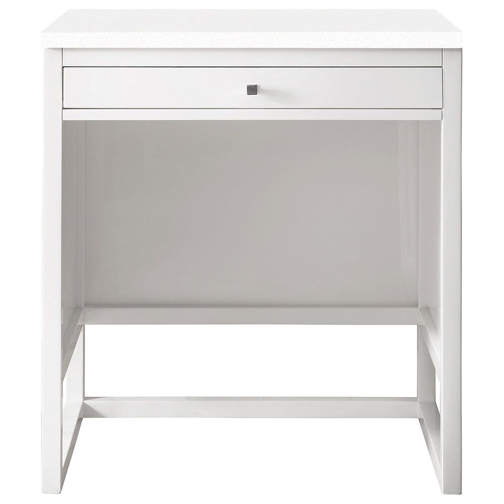 James Martin Vanities Athens 30" Makeup Counter in Glossy White with 3 cm White Zeus Quartz Top, , large
