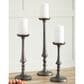 Ashley Eravell 3-Piece Candle Holder Set in Antiqued Pewter, , large