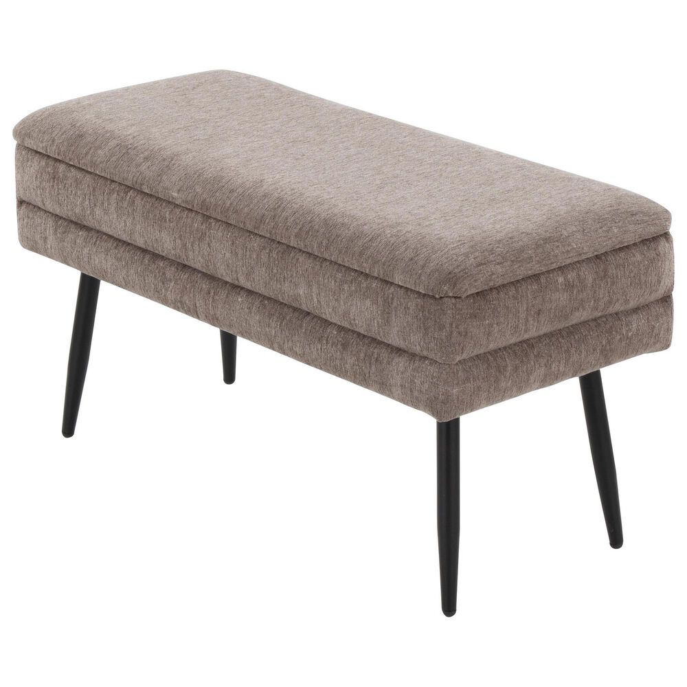 Lumisource Neapolitan Storage Bench with Brown Cushion in Black, , large