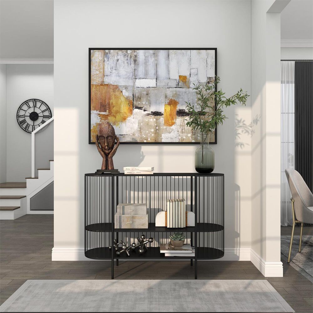 Maple and Jade 48&quot; x 36&quot; Abstract Framed Wall Art in Gray, White and Yellow, , large