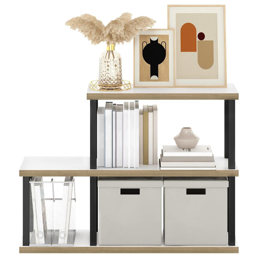 HOMLUX 3-Tier Ladder Display Bookshelf in White and Black, , large