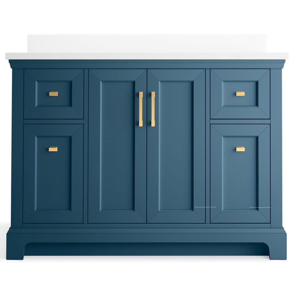 Kohler Charlemont 48&quot; Single Bathroom Vanity in Tidal Blue with 3 cm White Quartz Top and Rectangular Sink, , large