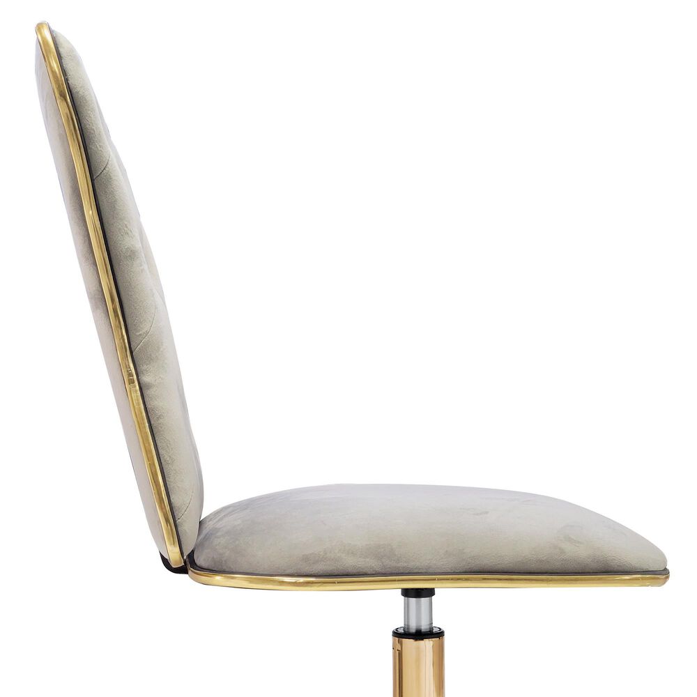 Impressions Vanity Elise Tufted Vanity Chair with Cool Grey Cushion in Gold, , large