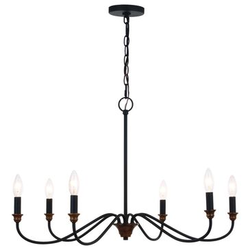 Vaxcel Annabelle 6-Light Chandelier in Matte Black and Brushed Walnut, , large