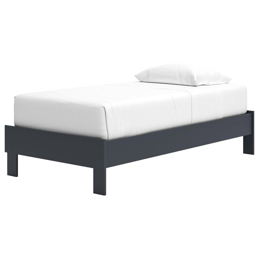 Ashley Simmenfort Twin Platform Bed in Navy Blue, , large