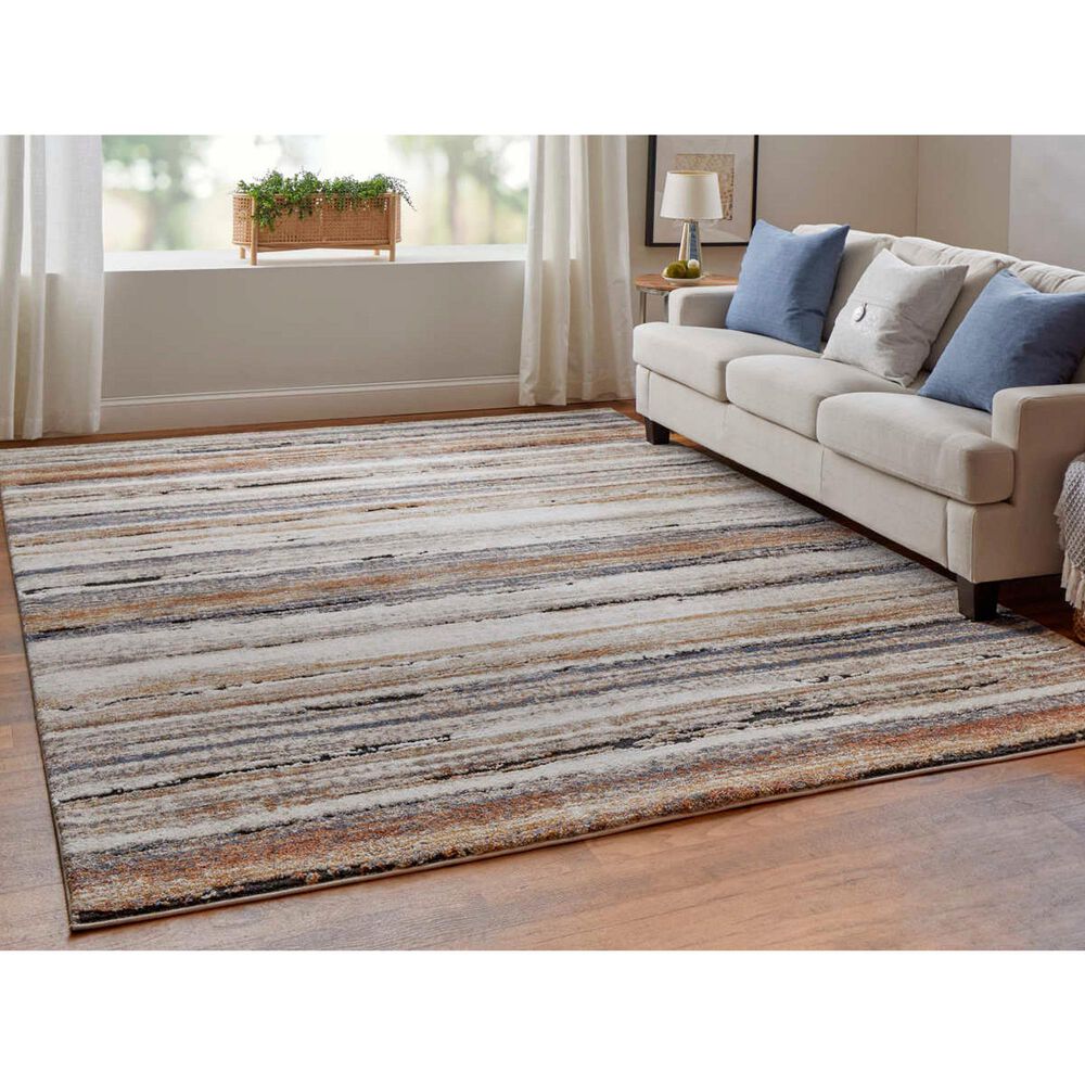 Feizy Rugs Gilmore 39MQF Ivory and Multicolor 5&#39;3&quot; x 8&#39; Area Rug, , large