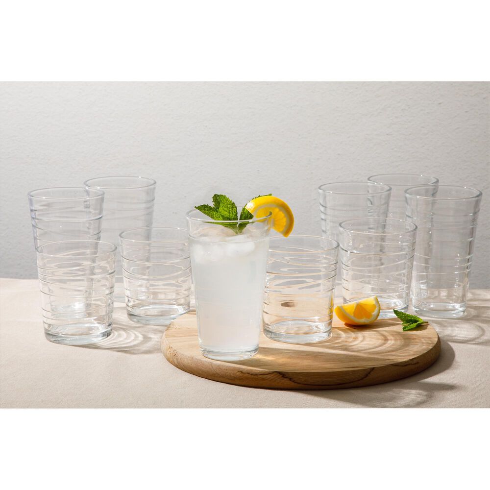 Gibson Home Great Fountains 16-Piece Glassware Set with Swirl Pattern in Clear, , large