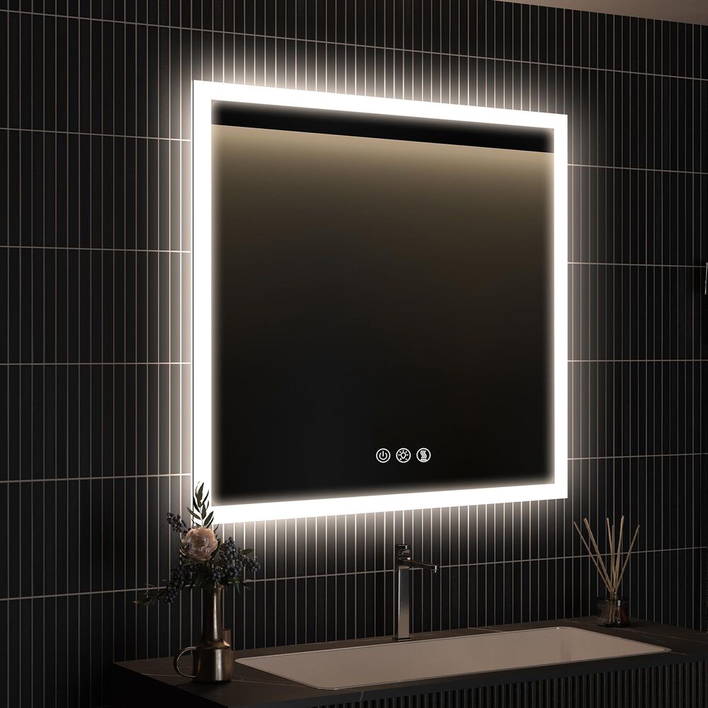 HOMLUX 36" x 36" LED Bathroom Vanity Mirror in Silver, , large