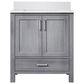 Lexora Home Jacques 30" Single Bathroom Vanity in Distressed Grey with 2 cm White Quartz Top and Rectangular Sink, , large