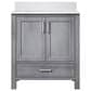 Lexora Home Jacques 30" Single Bathroom Vanity in Distressed Grey with 2 cm White Quartz Top and Rectangular Sink, , large