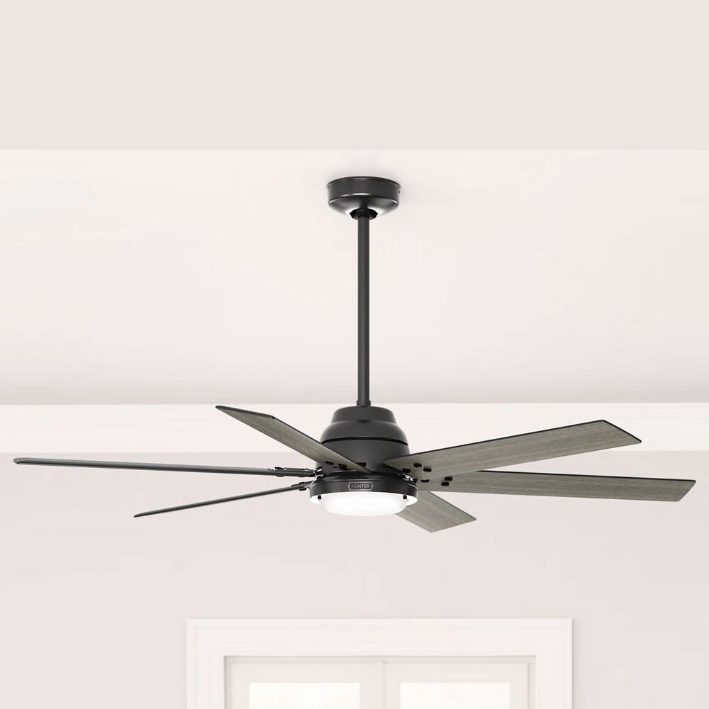 Hunter Gravity 60&quot; Ceiling Fan with LED Light in Matte Black, , large