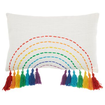 Nourison Plushlines 12" x 20" Pillow in Multicolor Rainbow, , large