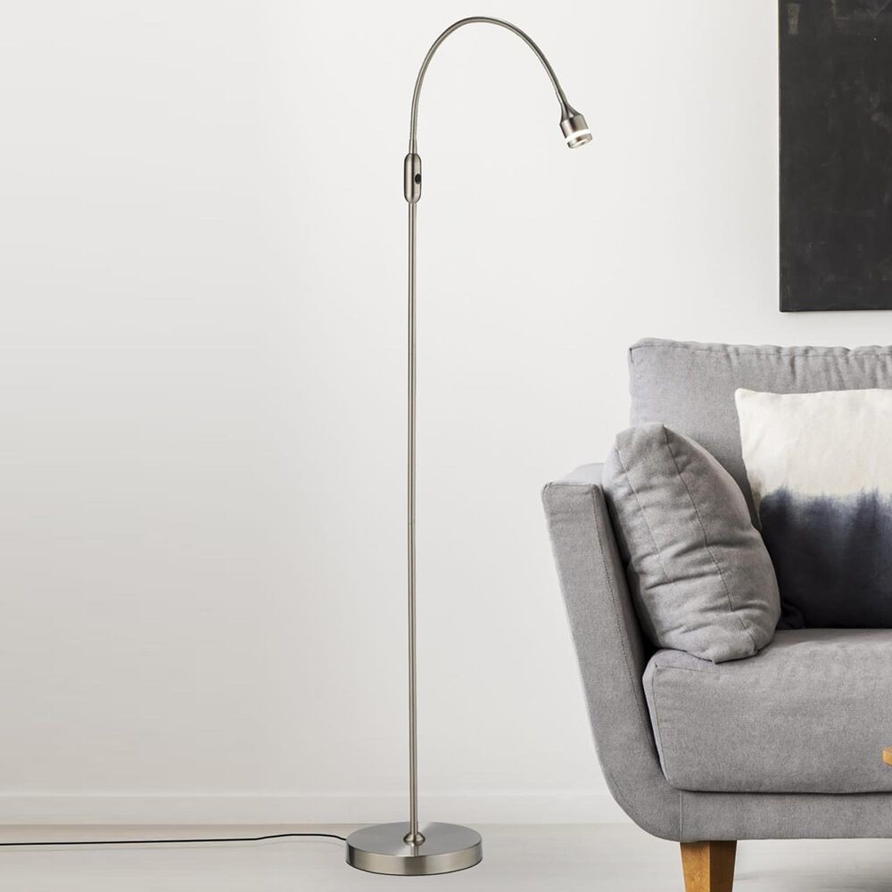 Adesso Prospect LED Floor Lamp in Brushed Steel, , large
