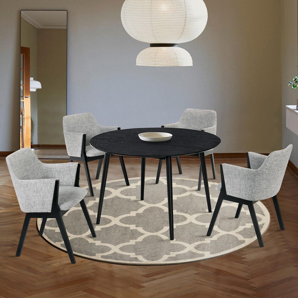 Blue River Arcadia and Renzo 5-Piece 48&quot; Dining Set with Gray Cushion in Black, , large