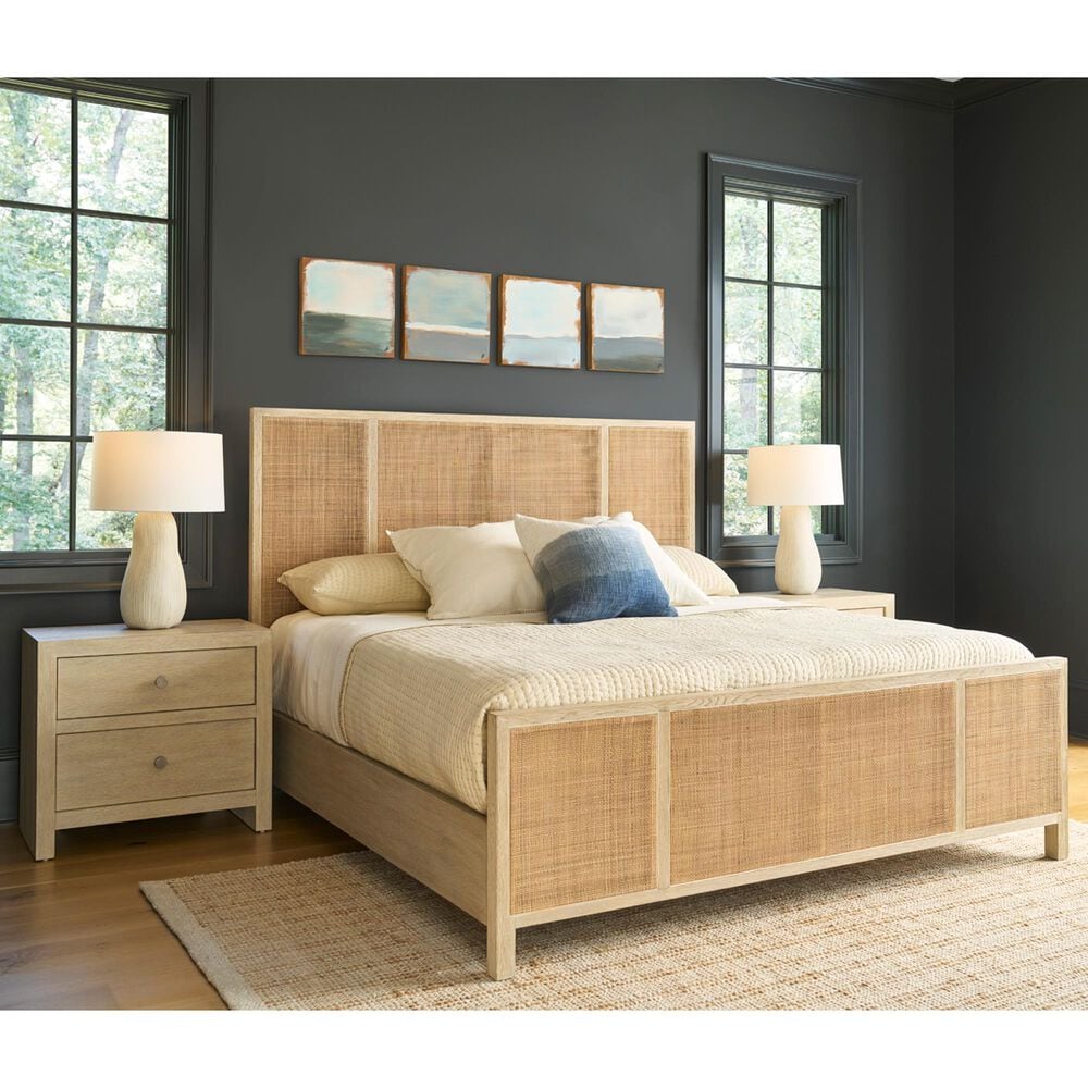 Universal Furniture Oasis King Panel Bed with Two Nightstands in Dockside and Natural, , large