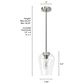 Hunter Vidria 7.25" 1-Light Mini Pendant in Brushed Nickel, , large