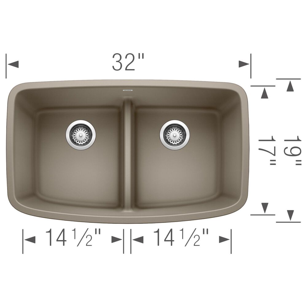 Blanco Valea 50/50 Equal Double Low Divide Sink in Truffle, , large