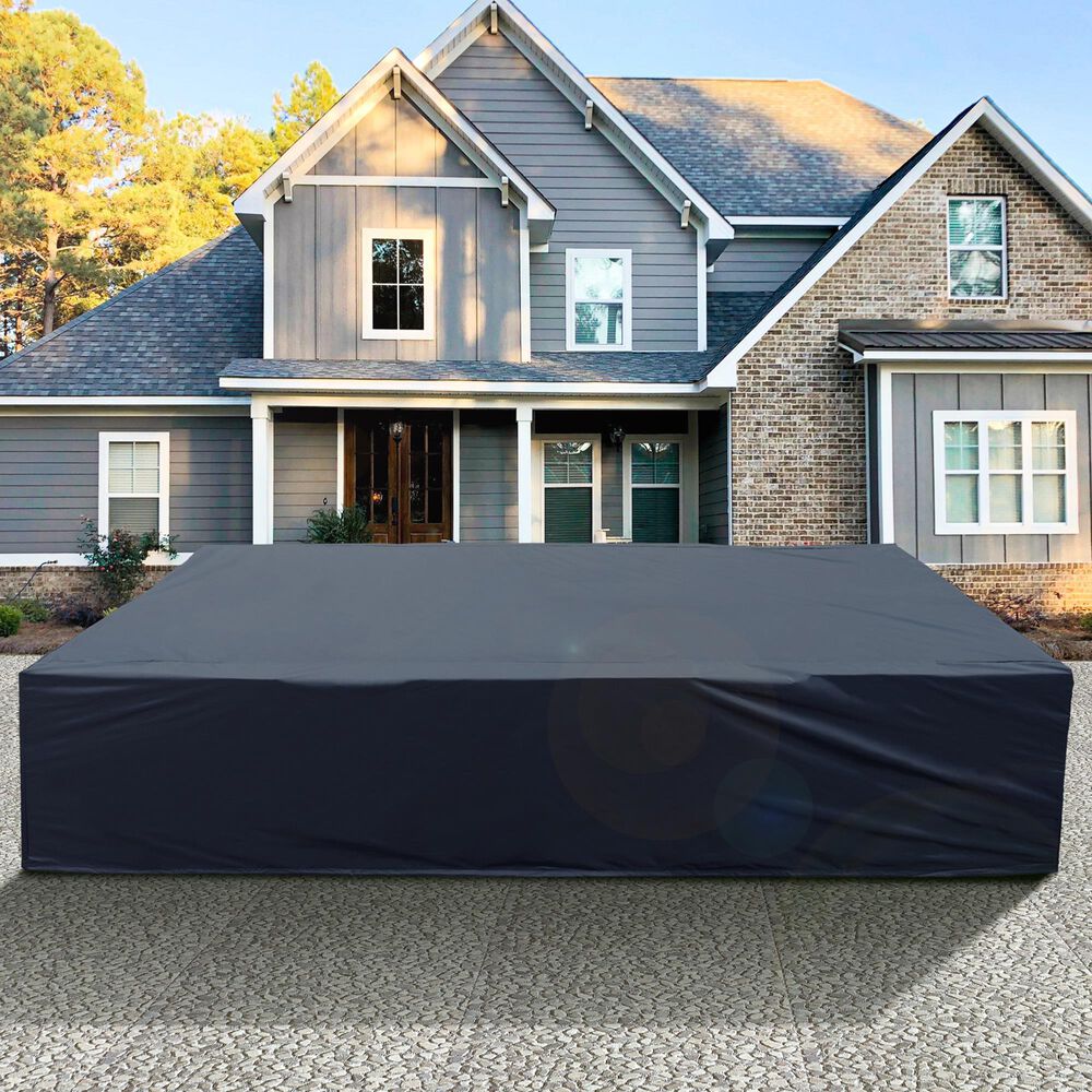 HOMLUX 126" Waterproof Patio Cover with Adjustable Drawstring in Black, , large