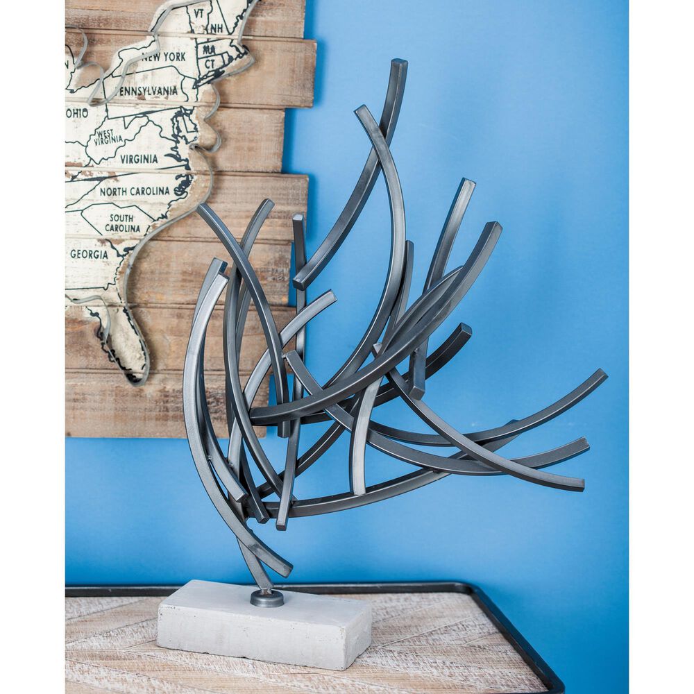 Maple and Jade 24&quot; x 17&quot; Abstract Bar Sculpture in Dark Silver and Grayish-White, , large