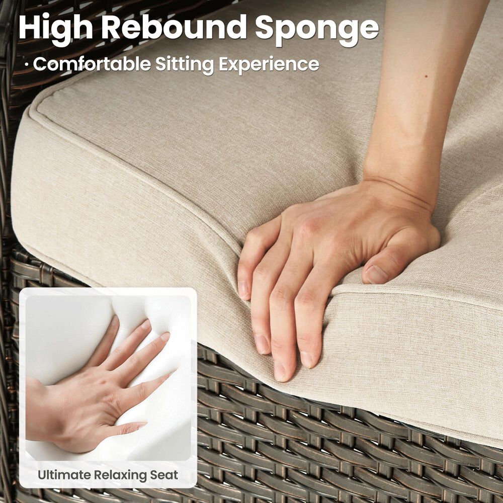 HOMLUX 5-Piece Patio Furniture Set with Chairs and Ottomans, High Back Outdoor Sofa Set, Brown Rattan in Beige, , large