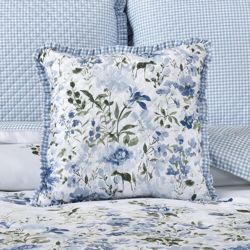 J. Queen New York Kourtney 16&quot; Square Throw Pillow in Blue, Green and White, , large