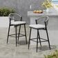 Hearth and Haven 30" Outdoor Barstool with Teak Frame in Light Gray (Set of 2), , large