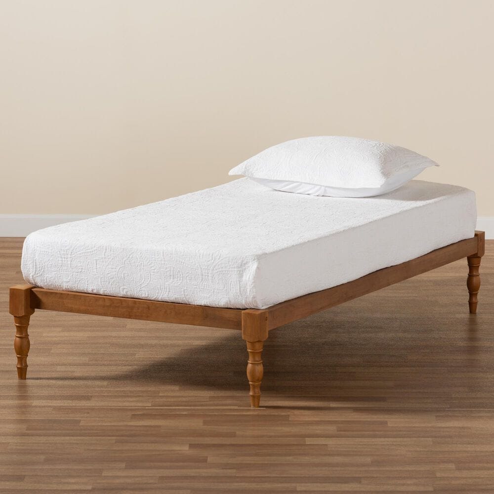 Baxton Studio Iseline Twin Platform Bed Frame in Walnut Brown, , large