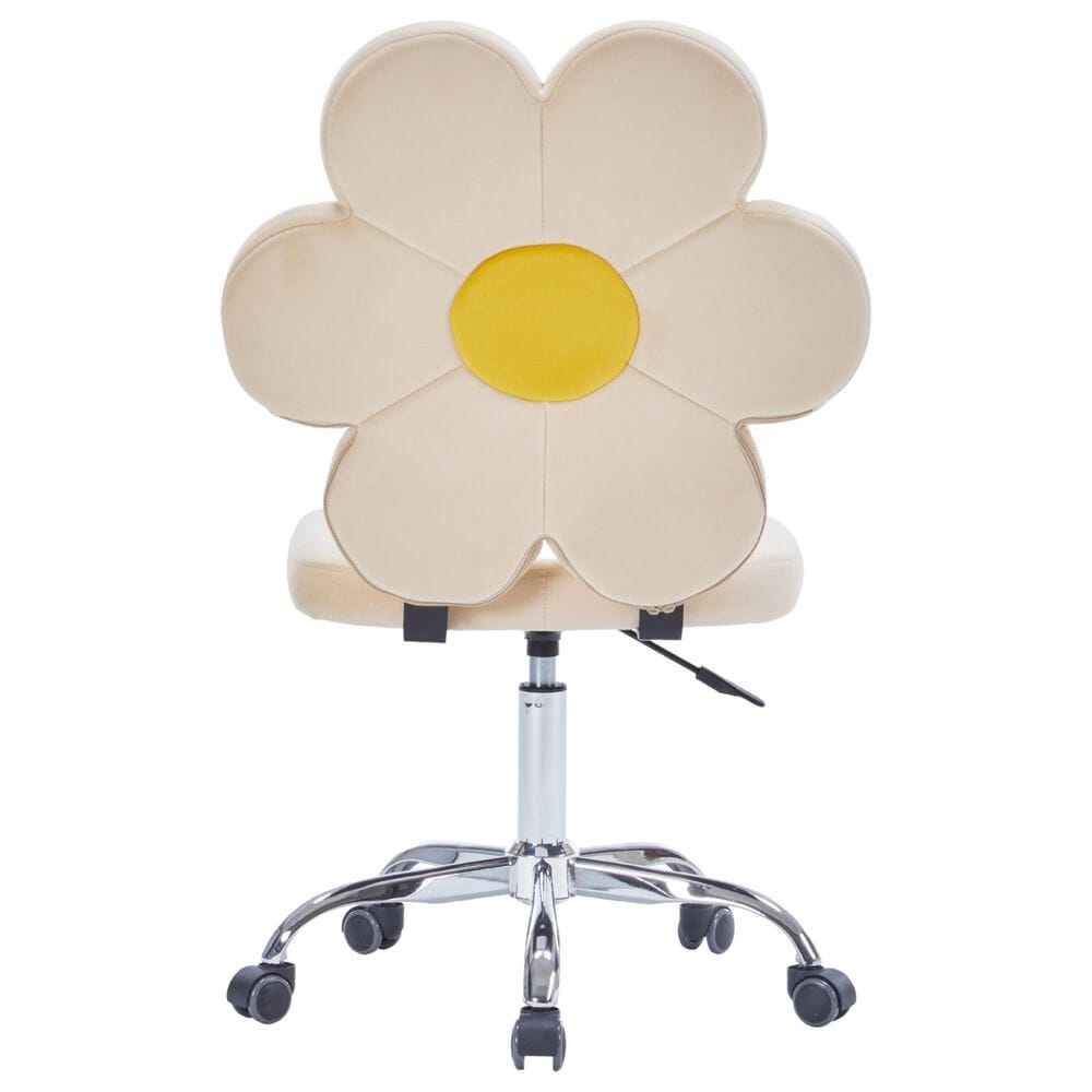 Impressions Vanity Daisy Swivel Vanity Chair with Cream Cushion in Silver, , large