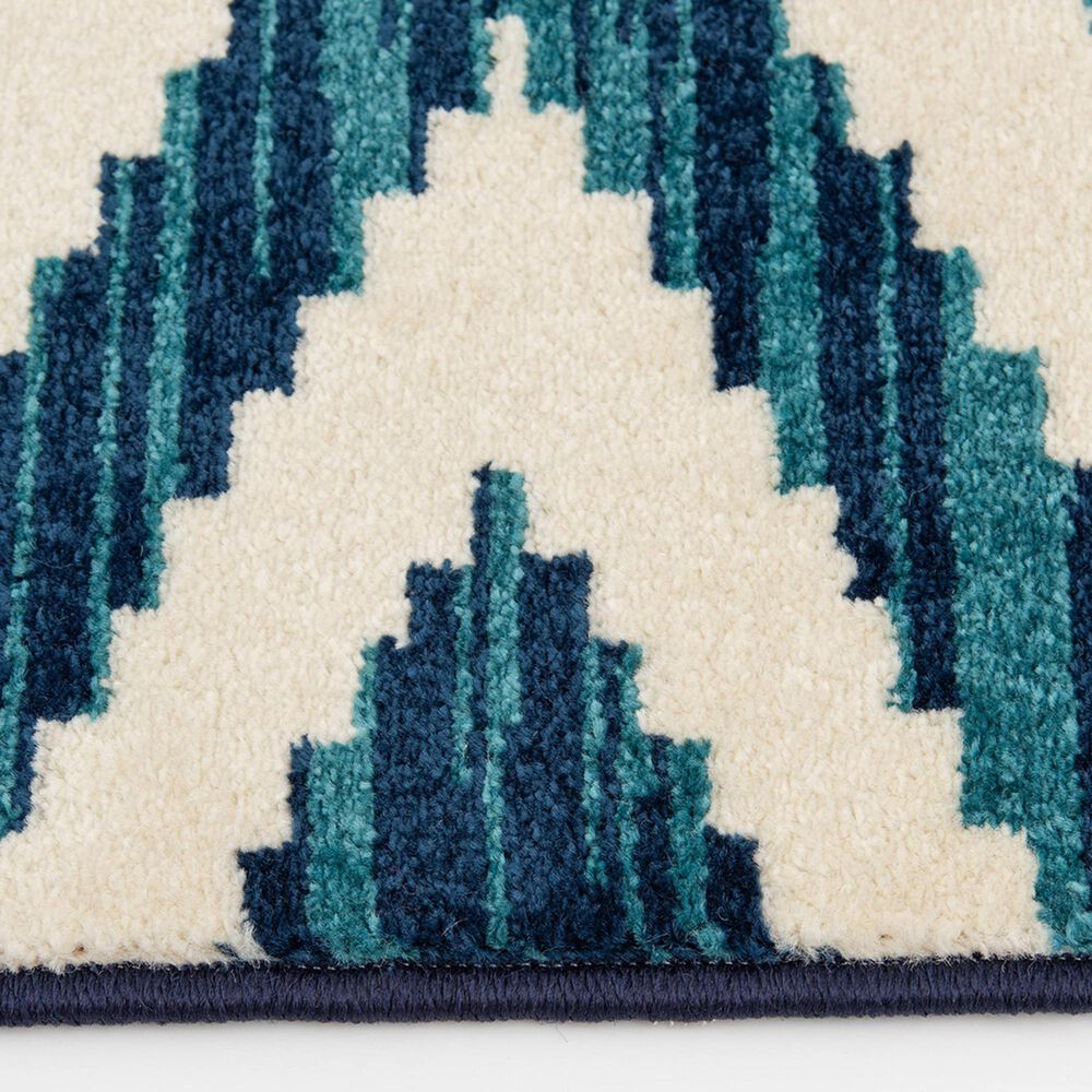 Central Oriental Terrace Tropic Scalene 6&#39;7&quot; x 9&#39;6&quot; White and Blue Area Rug, , large