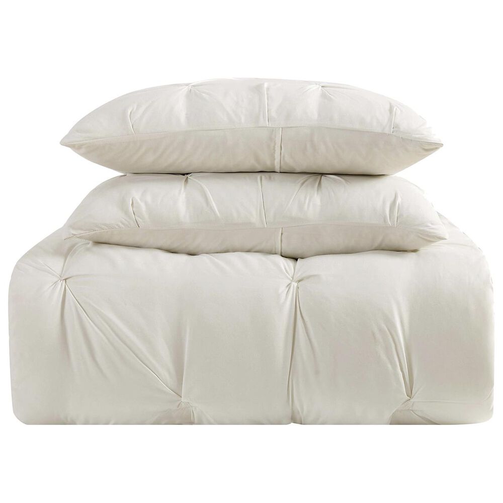 Pem America Truly Soft Pleated 3-Piece Full/Queen Comforter Set in Ivory, , large