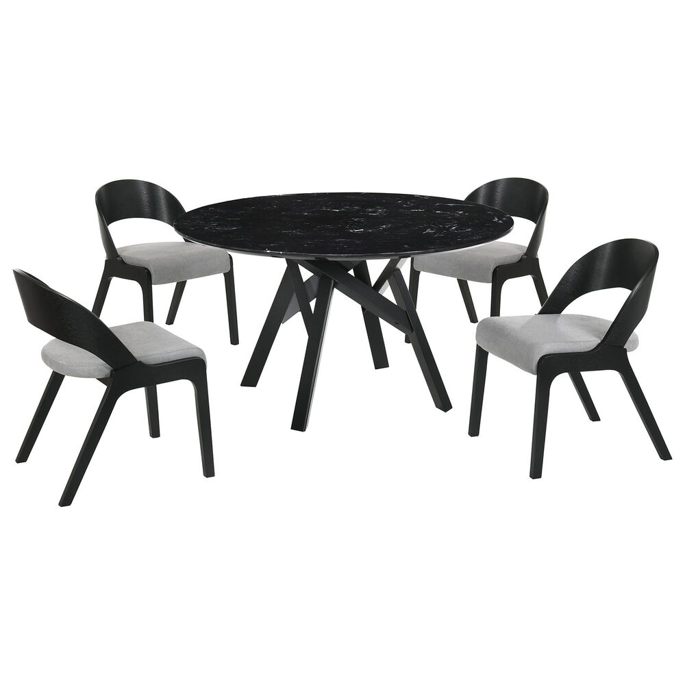 Blue River Venus and Polly 5-Piece Dining Set with Gray Cushion in Black, , large