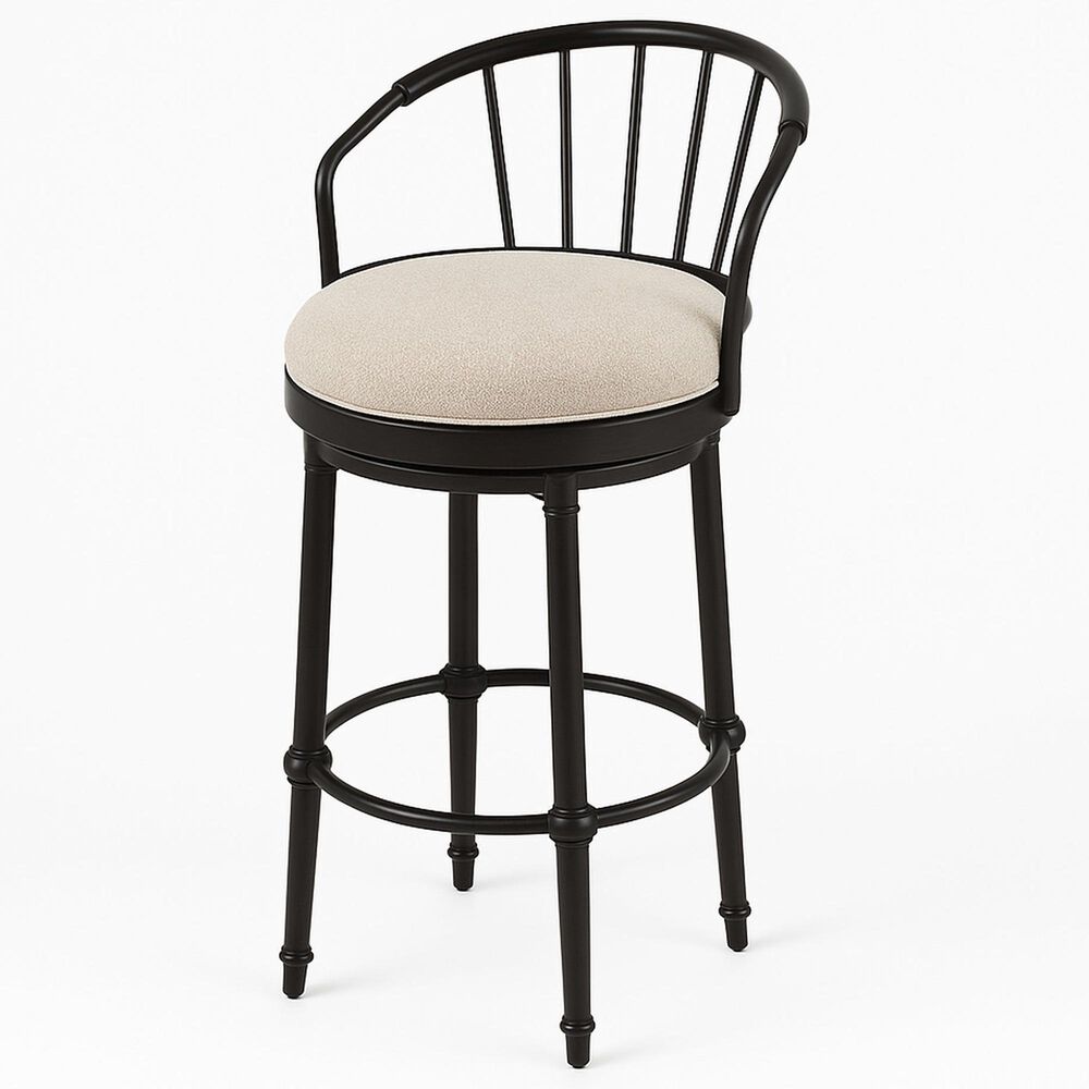 Armen Living Luther Swivel Counter Stool in Black, , large
