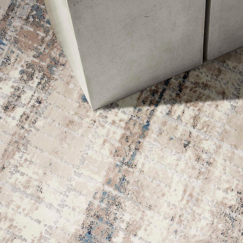 Nourison Infinity IFN02 9&#39; x 12&#39; Ivory, Grey and Blue Area Rug, , large