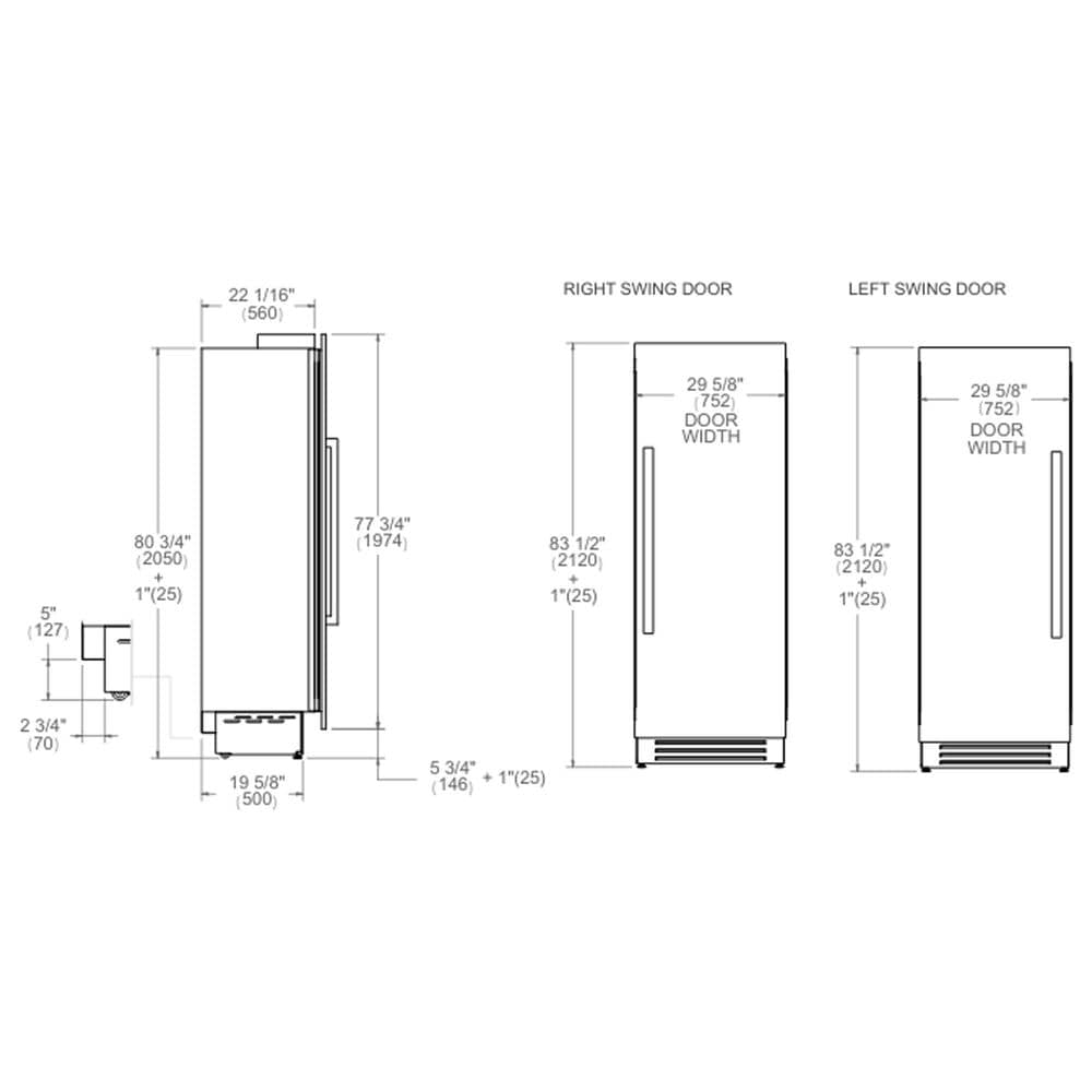 Bertazzoni Professional Series 16.84 Cu. Ft. Built-in Freezer Column with Left Hinge in Panel Ready, , large