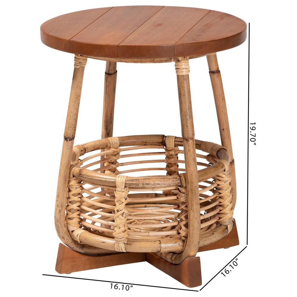 Baxton Studio Derenik Round End Table in Natural and Light Brown, , large