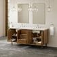 James Martin Laurent 72" Double Bathroom Vanity in Honey Oak with 3 cm White Zeus Silestone Top and Rectangular Sinks, , large