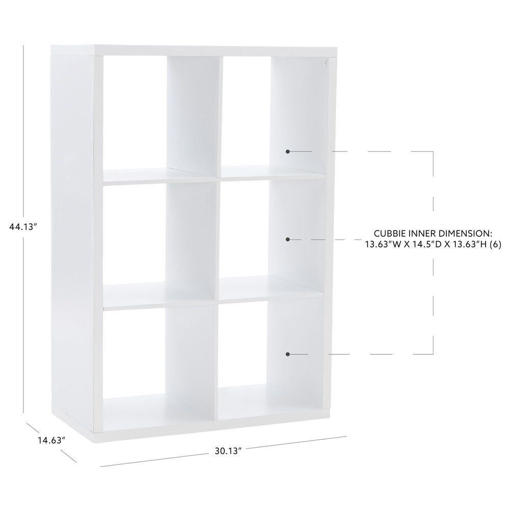 Linon Home Decor Galli 6-Shelf Bookcase in White, , large
