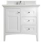 James Martin Vanities Palisades 36" Single Bathroom Vanity in Bright White with 3 cm Ethereal Noctis Quartz Top and Rectangular Sink, , large