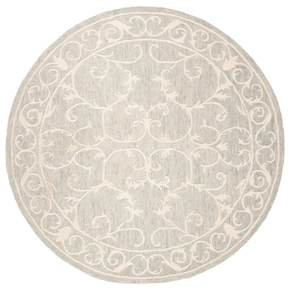 Safavieh Micro-Loop MLP507F 5" Round Light Grey and Ivory Area Rug, , large